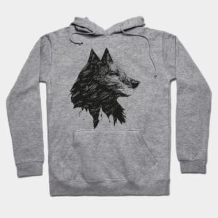 Wolf profil, line drawing Hoodie